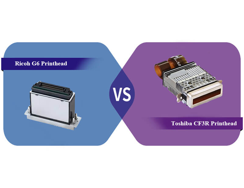 Ricoh G6 printhead vs Toshiba CF3R printhead